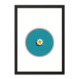 Retro Smiley Flower Wall Art, 70s Inspired Print, Cute Floral Decor, Teal Wall Art, Positive Vibes, Trendy Wall Decor, Minimalist Art - Tawshia