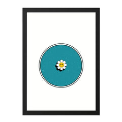 Retro Smiley Flower Wall Art, 70s Inspired Print, Cute Floral Decor, Teal Wall Art, Positive Vibes, Trendy Wall Decor, Minimalist Art - Tawshia