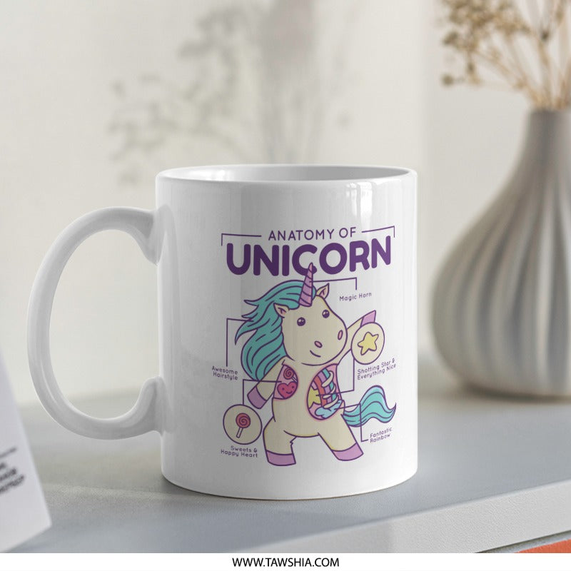Anatomy of Unicorn Illustrated White Mug product