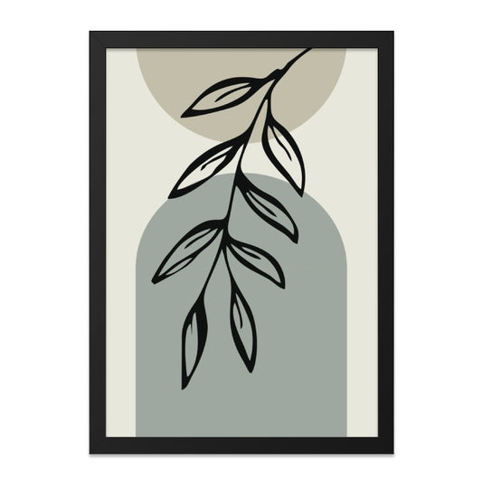 Minimalist Botanical Wall Art, Boho Plant Print, Modern Leaf Illustration, Abstract Shapes Artwork, Neutral Colors Home Decor - Tawshia