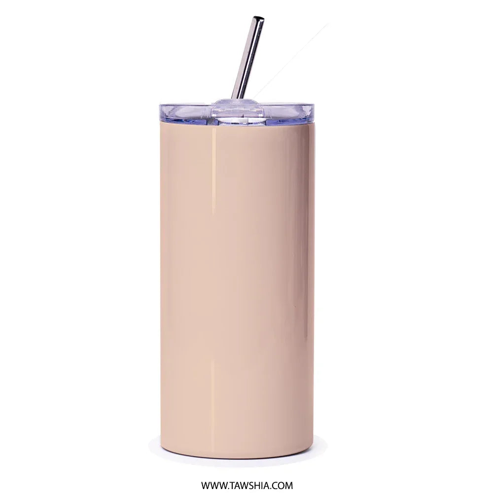 Stylish Beige Travel Mug with Straw Drinkware Product