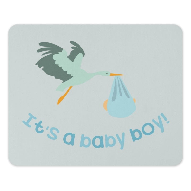 Baby Boy Mouse Pad, Stork Mousepad, New Baby Gift, Cute Mouse Pad, Baby Shower Gift, Boy Nursery Decor, Office Decor Mouse Pad - Tawshia