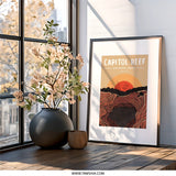 Capitol Reef Wall Art, National Park Poster, Utah Travel Print, Sunset Landscape Art, Southwestern Home Decor, Modern Minimalist Art - Tawshia