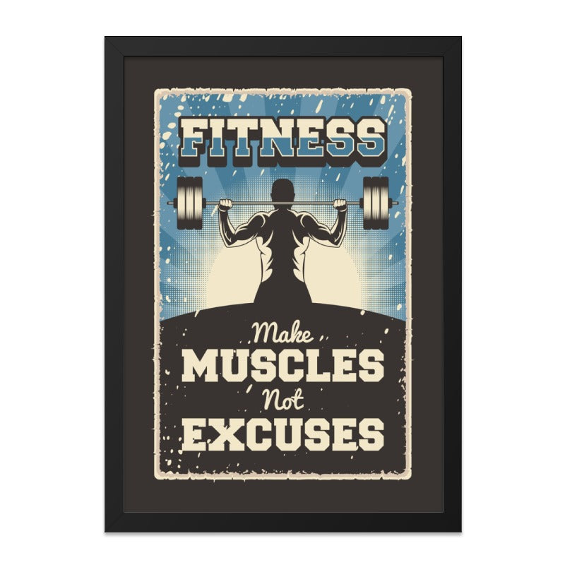 Fitness Wall Art, Gym Decor, Make Muscles Not Excuses, Motivational Wall Art, Bodybuilding Poster, Weightlifting Art, Workout Room Decor - Tawshia