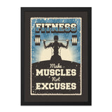 Fitness Wall Art, Gym Decor, Make Muscles Not Excuses, Motivational Wall Art, Bodybuilding Poster, Weightlifting Art, Workout Room Decor - Tawshia