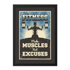 Fitness Wall Art, Gym Decor, Make Muscles Not Excuses, Motivational Wall Art, Bodybuilding Poster, Weightlifting Art, Workout Room Decor - Tawshia
