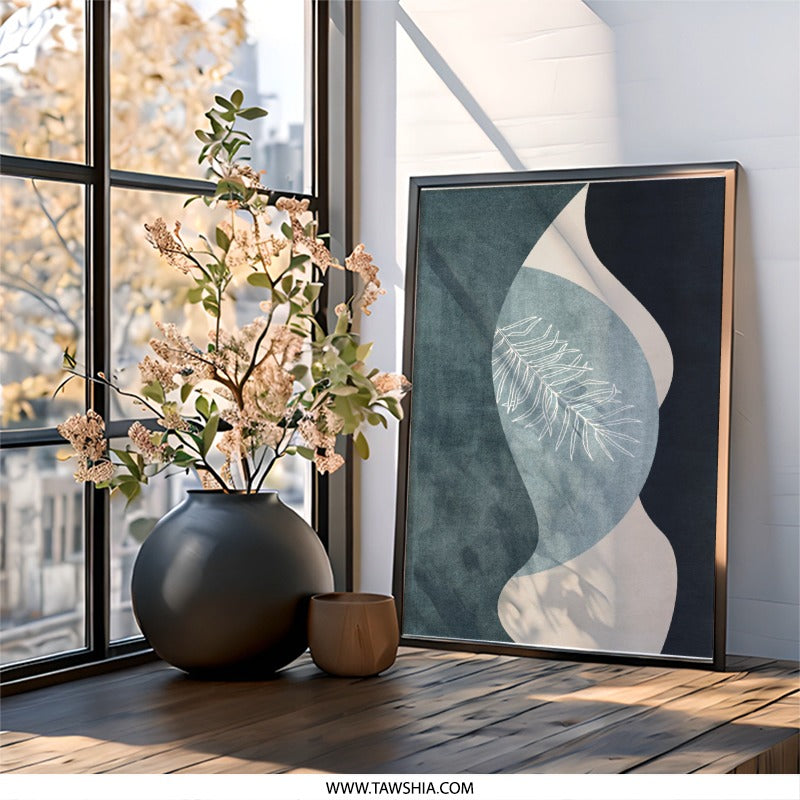 Abstract Leaf Art Wall Art, Modern Wall Art, Minimalist Art Print, Geometric Wall Decor, Scandinavian Art, Nature Inspired Wall Decor - Tawshia