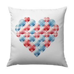 Heart Pillow, Geometric Hearts Throw Pillow, Red and Blue Love Heart Pillow, Valentine's Day Gift, Modern Heart Pillow Cover, Love Cushion - Tawshia