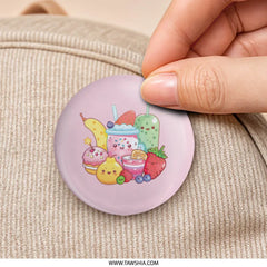 Cute Kawaii Dessert Pinback, Foodie Pin Badge, Sweet Treats Button, Bubble Tea Badge, Anime Style, Pastel Colors, Gift for Food Lovers - Tawshia