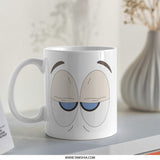 Sleepy Eyes Mug, Funny Mug, Cartoon Mug, Unique Coffee Mug, Novelty Mug, Gift Mug, Gift Idea, Cute Mug, Morning Mug, Coffee Lover Gift - Tawshia