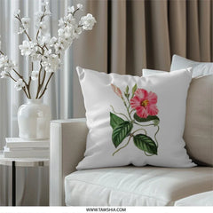 Pink Allamanda Flower Pillow, Botanical Print Pillow, Floral Throw Pillow, Tropical Flower Art, Home Decor Pillow, Accent Cushion - Tawshia