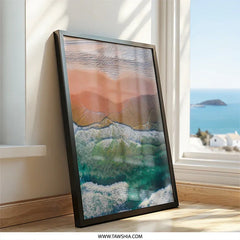 Aerial Beach Wall Art, Coastal View Print, Ocean Waves Picture, Beach Photography, Contemporary Landscape Art, Beach Decor Artwork - Tawshia
