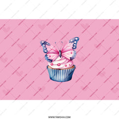 Butterfly Cupcake Tumbler, Pink Tumbler, Cute Tumbler, Gift for Her, Birthday Gift, Stainless Steel Tumbler - Tawshia