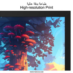 Enchanted Forest Wall Art, Mushroom Tree Print, Fantasy Landscape Decor, Whimsical Artwork, Unique Home Decor - Tawshia