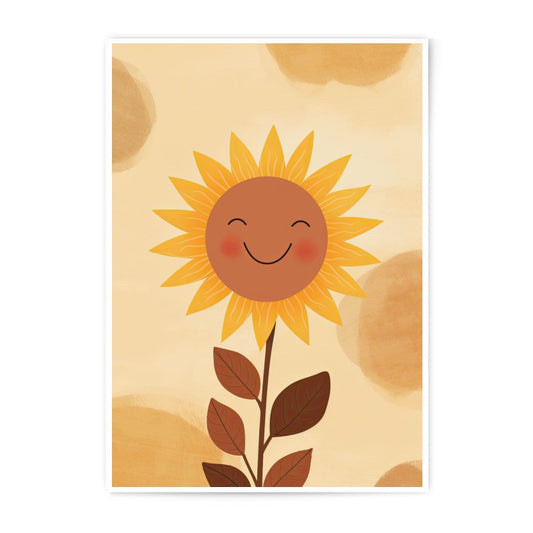Smiling Sunflower Photographic Print, Cute Kids Wall Art, Nursery Decor Print, Botanical Art Print, Happy Flower Picture, Sunshine Wall - Tawshia