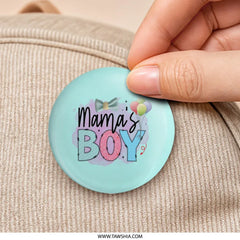 Mama's Boy Pinback, Cute Bow, Balloons Pin, Baby Shower Favor, New Mom Gift, Trendy Pinback Button, Unique Pinback, Stylish Pinback - Tawshia
