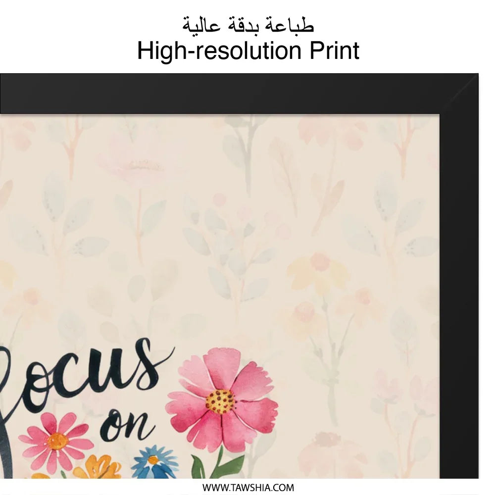 Focus on Positivity Wall Art, Camera and Floral Print, Inspirational Wall Decor, Positive Affirmation Art, Unique Home Decor - Tawshia