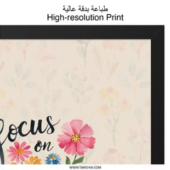 Focus on Positivity Wall Art, Camera and Floral Print, Inspirational Wall Decor, Positive Affirmation Art, Unique Home Decor - Tawshia
