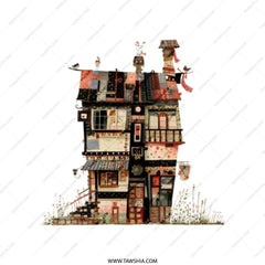 Quirky House Tote Bag, Unique Home Design, Cute Building Art, Everyday Tote, Shopper Bag, Gift Idea - Tawshia