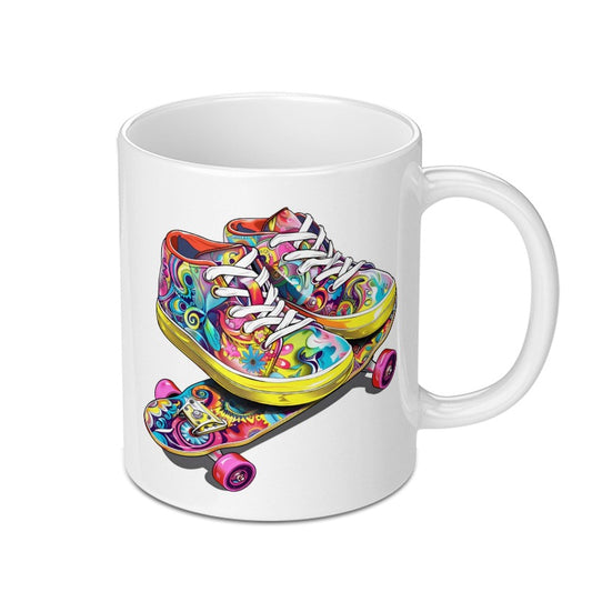 Skateboard Shoes Mug, Colorful Pattern Mug, Skateboarding Lover Gift, Unique Design Mug, Trendy Mug Gift - Tawshia