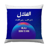 Hilali Born To Win Pillow, Soccer Ball Art Throw Pillow, Sports Fan Gift Idea, Arabic Text Pillow, Blue Pillow Decor, Novelty Pillow - Tawshia