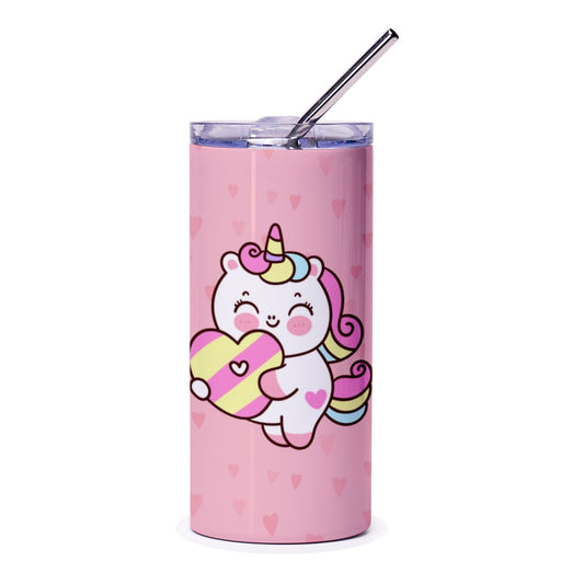 Kawaii Unicorn Tumbler, Heart Tumbler, Cute Unicorn Gift, Kawaii Gift, Gift for Unicorn Lover, Unicorn Tumbler for Her - Tawshia