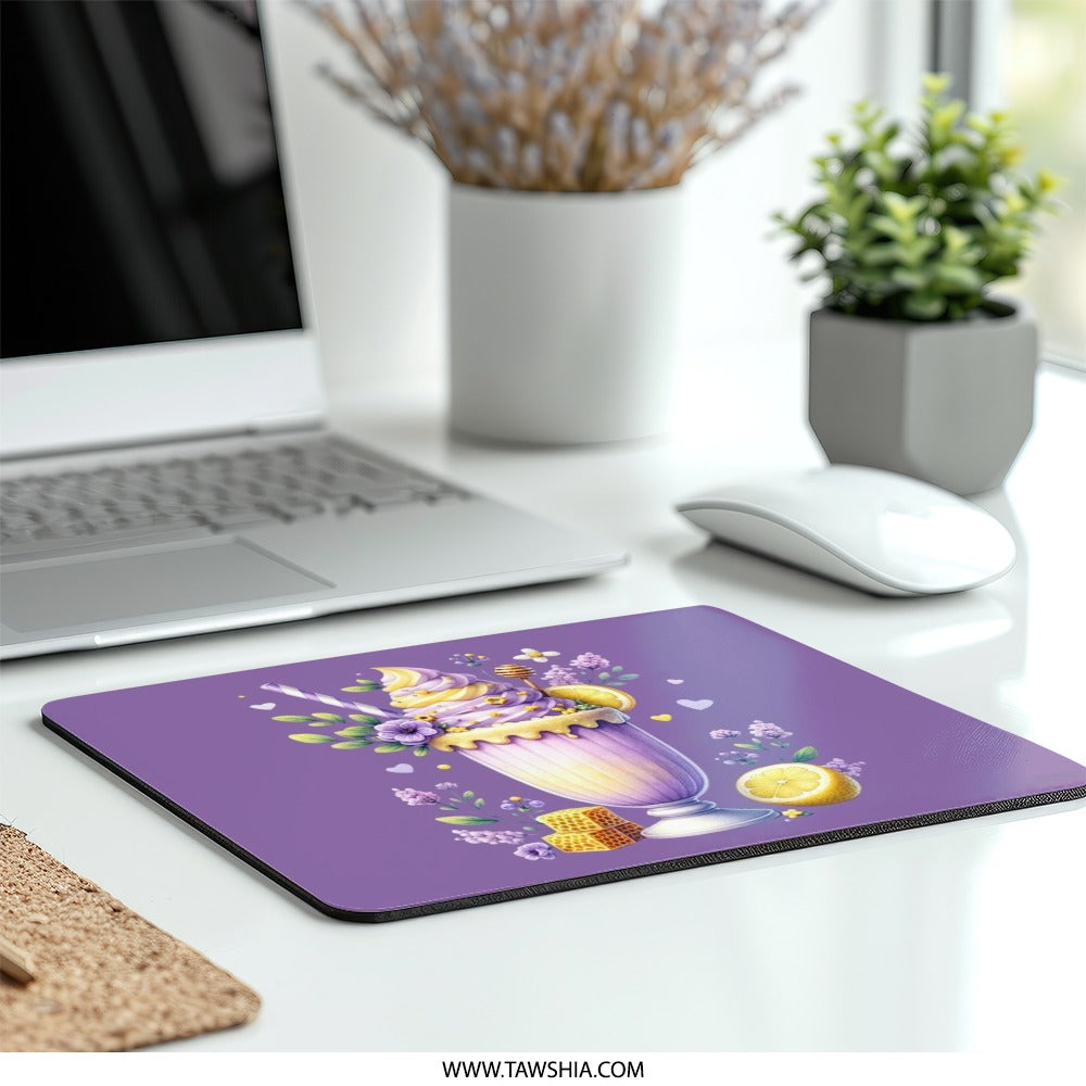 Lemon Honey Sundae Mouse Pad, Floral Computer Mat, Pretty Desk Decor, Office Gift, Kawaii Mousepad, Cute Mouse Pad, Honeycomb, Sweet Treat - Tawshia