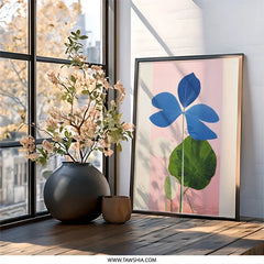 Blue Flower Wall Art Print, Botanical Wall Decor, Floral Illustration Art, Modern Home Decor, Nature Inspired Artwork, Framed Art - Tawshia