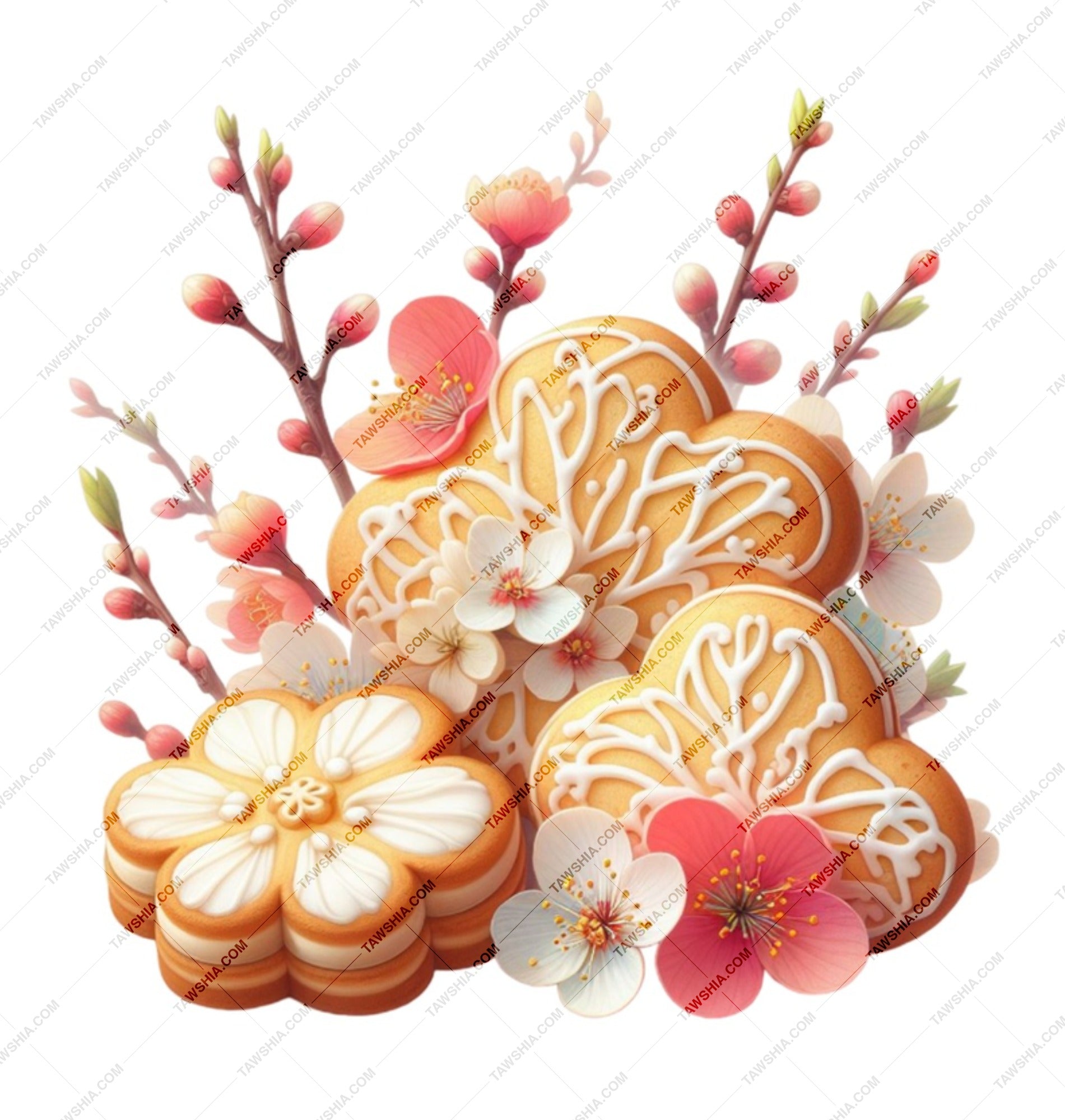 Floral Cookies Mug, Heart Cookies, Spring Flowers, Unique Gift, Coffee Cup, Tea Mug, Cute Mug, Gift for Baker, Baking Lover, Gift for Her - Tawshia