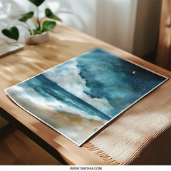 Ocean Night Photographic Print, Coastal Wall Decor, Beach Painting, Starry Sky Art Print, Nautical Decor, Coastal Artwork, Beach Print - Tawshia