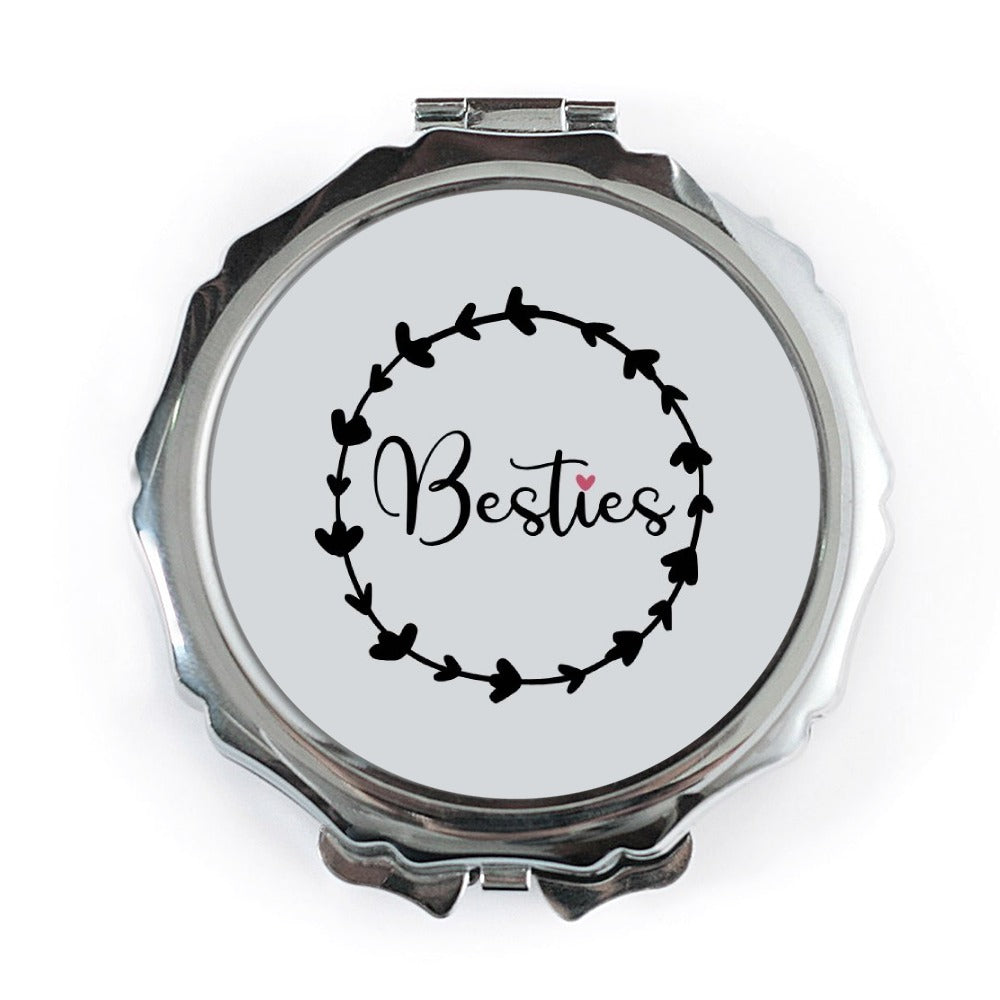 Besties Pocket Mirror, Friend Gift, Best Friend, Cute Compact Mirror, Gift for Her, Birthday Gift, Best Friend Ever - Tawshia