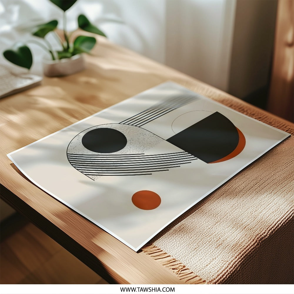 Geometric Art Print, Modern Abstract, Bauhaus Print, Wall Art Decor, Circle Line Art, Minimalist Art, Photographic Print - Tawshia