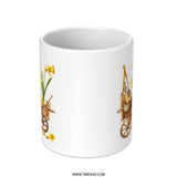 Daffodil Flower Mug, Floral Cart Design, Spring Garden Mug, Unique Flower Gift, Cute Mug, Easter Mug, Gardening Gift Mug, Yellow Flower Mug - Tawshia