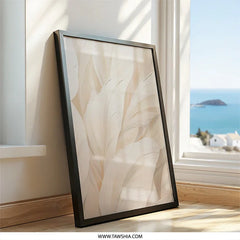 Beige Feather Wall Art, Neutral Abstract Art, Minimalist Home Decor, Large Wall Decor, Feather Print, Modern Wall Art, Living Room Decor - Tawshia