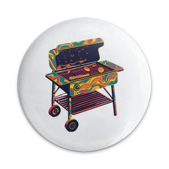 Psychedelic Grill Pinback Button, Funky BBQ Art Button, Retro Swirl Grill Badge, Summer Cookout Party Favors, Unique Grill Master Gift - Tawshia