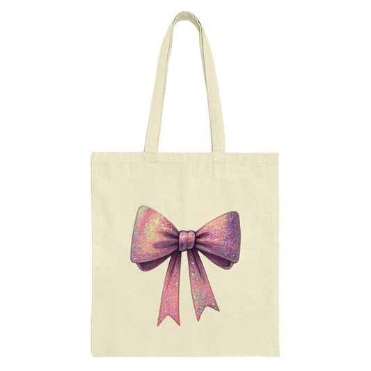 Sparkly Bow Tote Bag, Pink Purple Glitter Bow Shopping Bag, Cute Gift Bag, Everyday Carryall, Stylish Tote - Tawshia