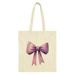 Sparkly Bow Tote Bag, Pink Purple Glitter Bow Shopping Bag, Cute Gift Bag, Everyday Carryall, Stylish Tote - Tawshia