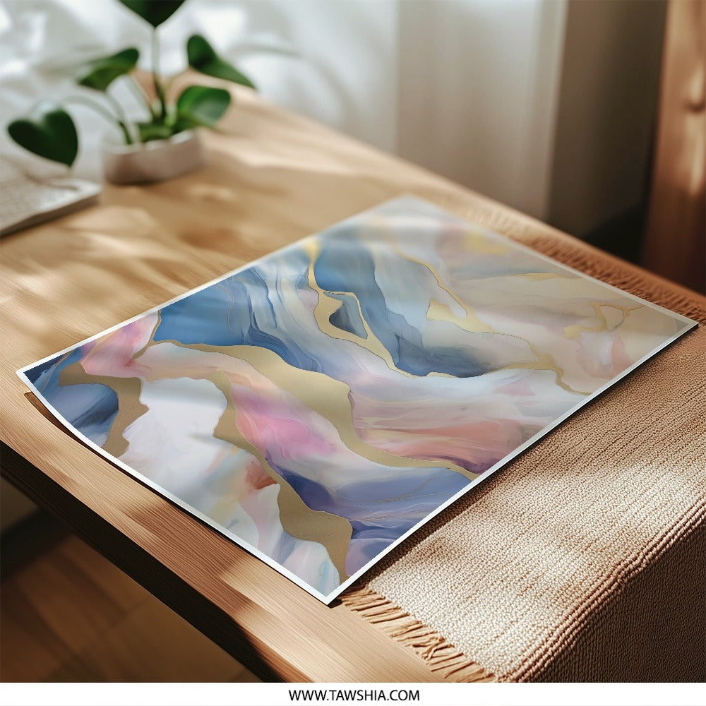 Abstract Landscape Photographic Print, Modern Wall Art Decor, Gold Accent Art, Home Decor, Contemporary Art Print, Living Room Decor - Tawshia