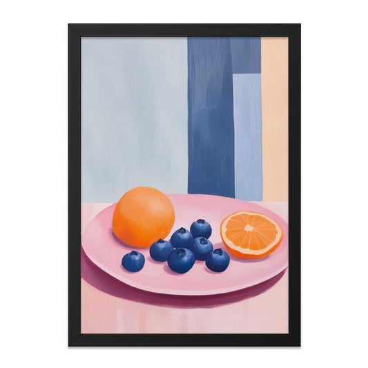 Modern Fruit Wall Art, Still Life Print, Orange and Blueberry Painting, Contemporary Home Decor, Kitchen Wall Decor - Tawshia