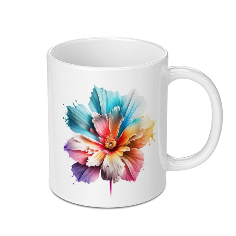Watercolor Floral Mug, Rainbow Flower Coffee Mug, Artistic Flower Mug, Beautiful Flower Mug, Gift For Her, Flower Lover Gift, Mug For Tea - Tawshia
