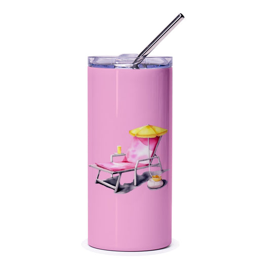 Beach Tumbler, Lounge Chair, Summer Vibes, Pink Tumbler, Beach Lover Gift, Tumbler with Straw, Beach Chair Tumbler, Drinkware - Tawshia