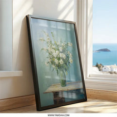 White Flowers Wall Art, Floral Still Life Print, Botanical Home Decor, Flower Arrangement Art, Elegant Wall Hanging, Gallery Wall Art - Tawshia