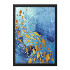 Golden Fish Wall Art, Ocean Decor, Modern Wall Decor, Coastal Wall Art, Nautical Art, Fish Print, Home Decor, Abstract Art - Tawshia