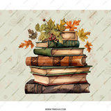 Stacked Books MousePad, Autumn Leaves Design Mouse Pad, Fall Season Mousepad, Cozy Study Desk Decor, Book Lover Gift, Teacher Appreciation - Tawshia