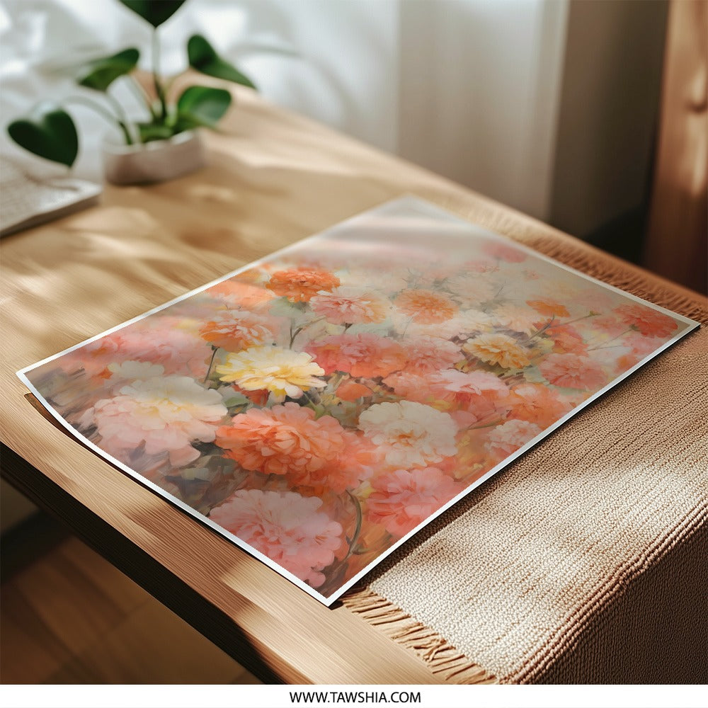 Floral Photographic Print, Garden Flowers Art, Peach Blossom Decor, Springtime Bouquet Print, Romantic Floral Wall Art, Botanical Wall Art - Tawshia