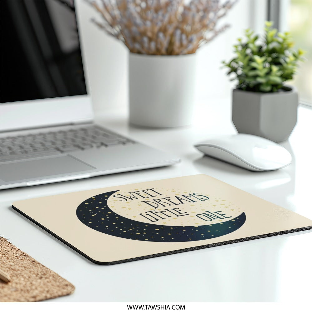 Sweet Dreams Little One Mouse Pad, Celestial Nursery Decor, Starry Moon Design, Cute Office Accessory, Unique Desk Mat - Tawshia