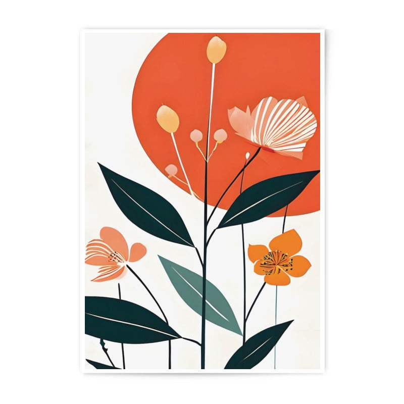 Floral Photographic Print, Abstract Botanical Art, Orange Flower Wall Decor, Trendy Home Decor, Modern Art Print, Living Room Art (140) - Tawshia