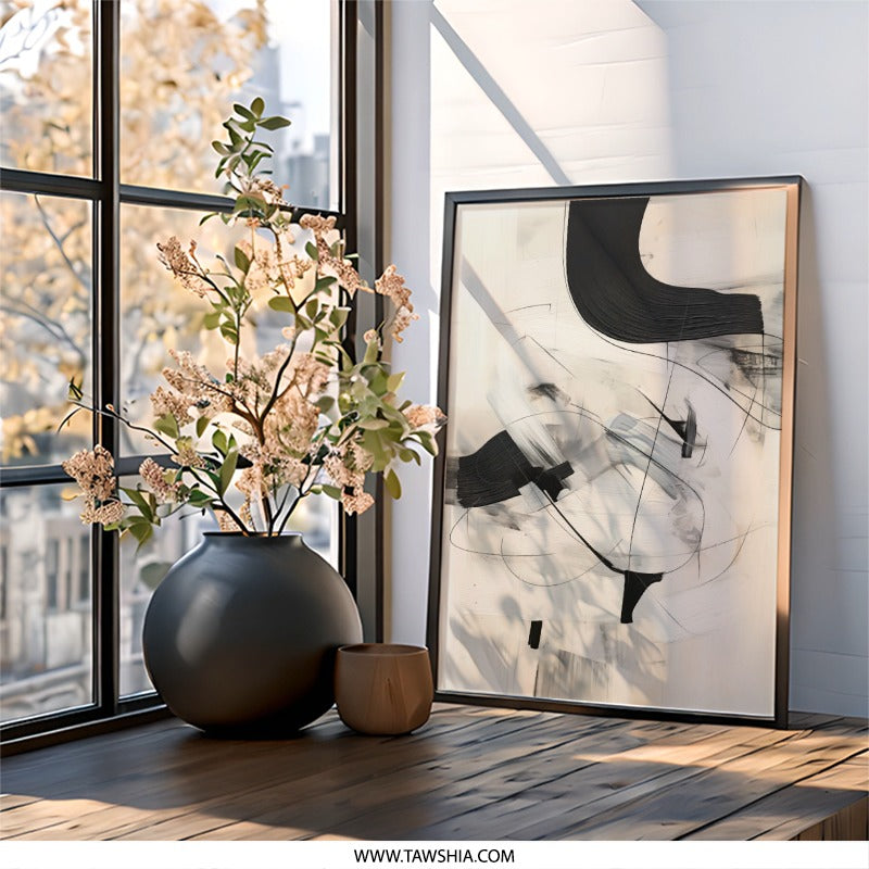 Abstract Art Print Wall Art, Black and White Modern Art, Minimalist Painting Poster, Contemporary Wall Decor, Unique Home Gift Idea - Tawshia