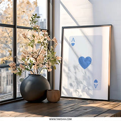 Ace of Hearts Wall Art, Playing Card Print, Minimalist Card Art, Modern Home Decor, Game Room Art, Card Lover Gift, Simple Wall Decor - Tawshia