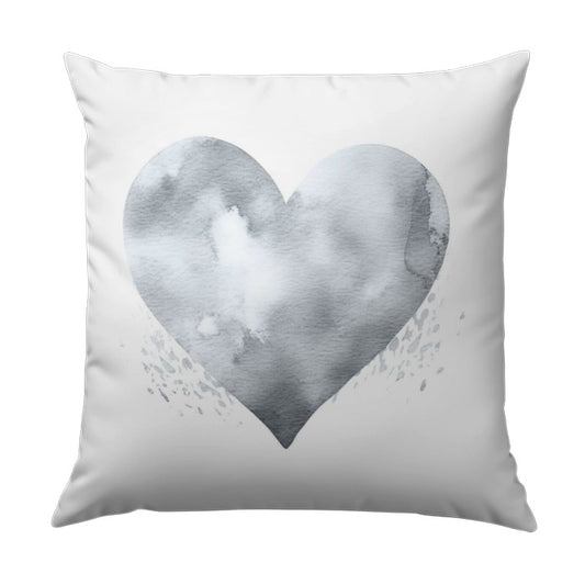 Watercolor Heart Pillow, Grey Heart Cushion, Decorative Pillow, Valentine's Day Gift, Romantic Home Decor, Wedding Gift, Love Theme Pillow - Tawshia